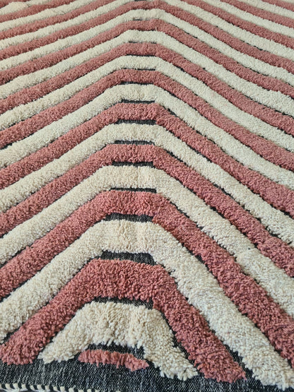 Pathways of the Loom – Beni Mrirt Rug in Coral and Indigo