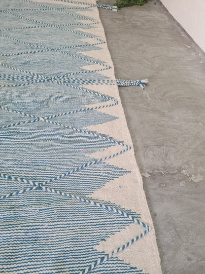 Peaceful Vibes – Pale Blue Zanafi Kilim with Geometric Calm