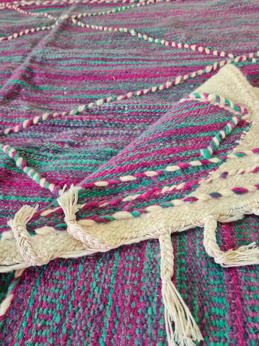 Celestial Weft – Zanafi Flatweave in Indigo and Violet Prism