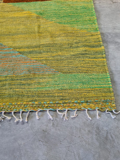 Terracotta Horizons – Joha Kilim in Earth & Chlorophyll Bands