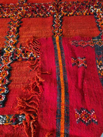 Red Glyph Mosaic – Vintage Zemmour Rug in Woven Script