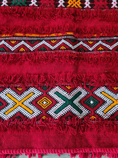 Red Heirloom – Vintage Amazigh Zigzag Hanbel from the Zayan Plateau