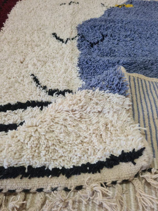 Lacustrine Silence – Beni Mrirt Rug in Indigo and Ecru