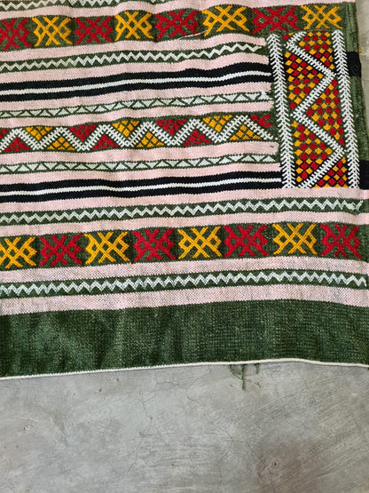 Verdant Verse – Zemmour Velvet Kilim in Emerald Weft