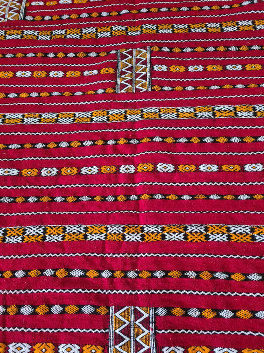 Zemmour Radiance – Middle Atlas Kilim in Geometric Vermilion