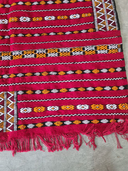 Zemmour Radiance – Middle Atlas Kilim in Geometric Vermilion