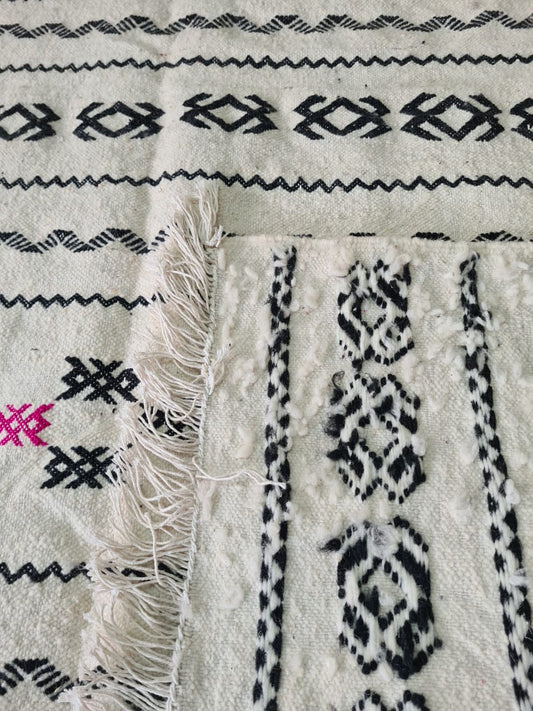 Wild Bloom – Zemmour Kilim with Embroidered Floral Glyphs