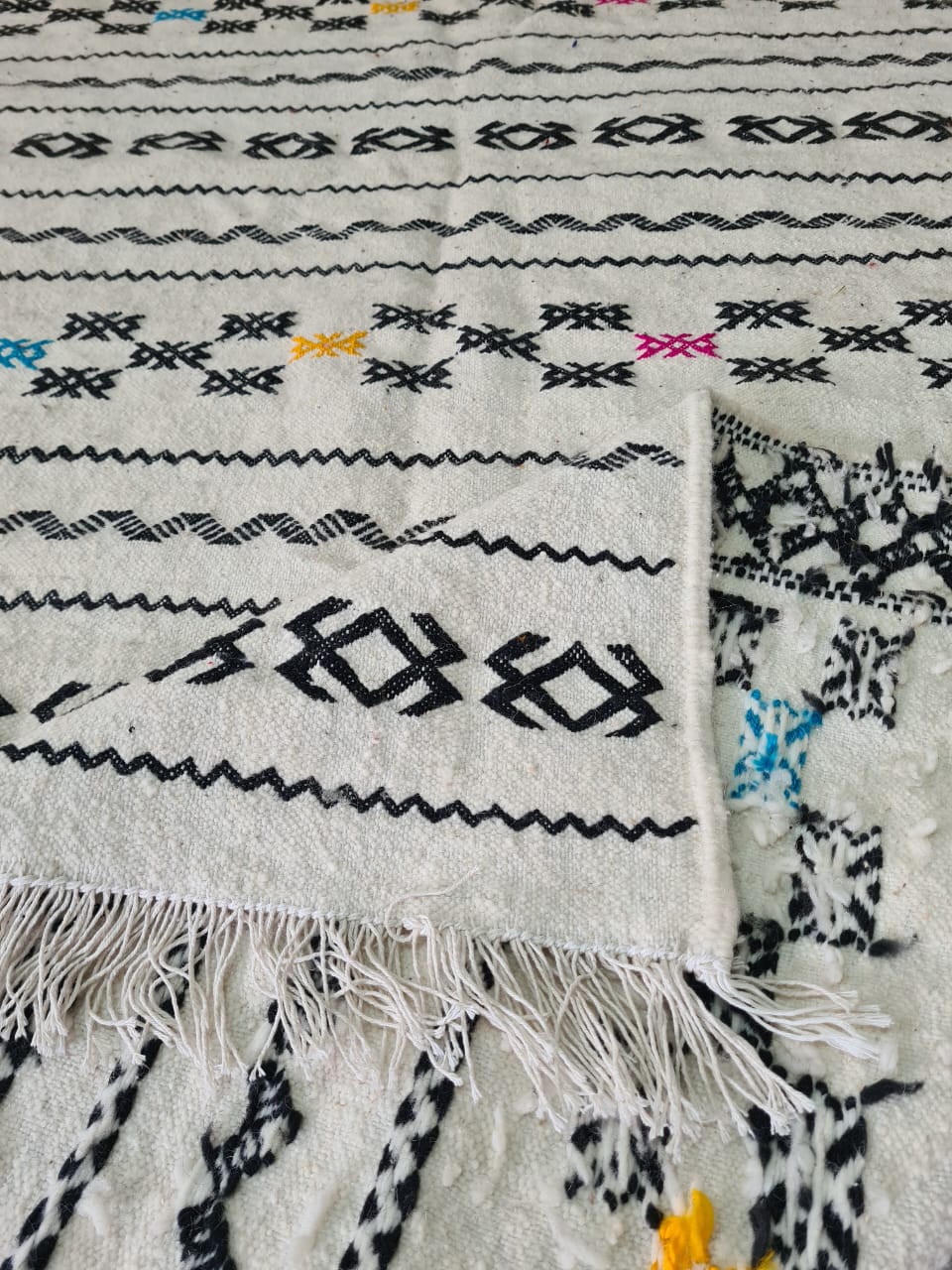 Wild Bloom – Zemmour Kilim with Embroidered Floral Glyphs