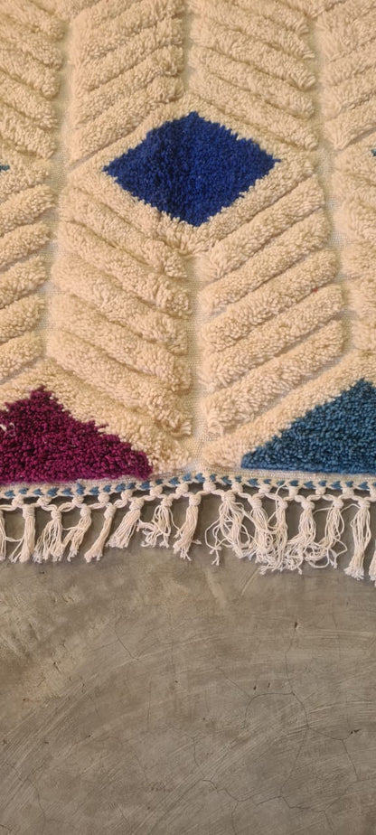 Azilal Chevron Diamonds — Multicolor on Ivory Wool