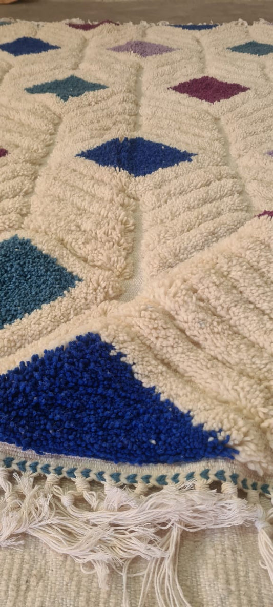 Azilal Chevron Diamonds — Multicolor on Ivory Wool