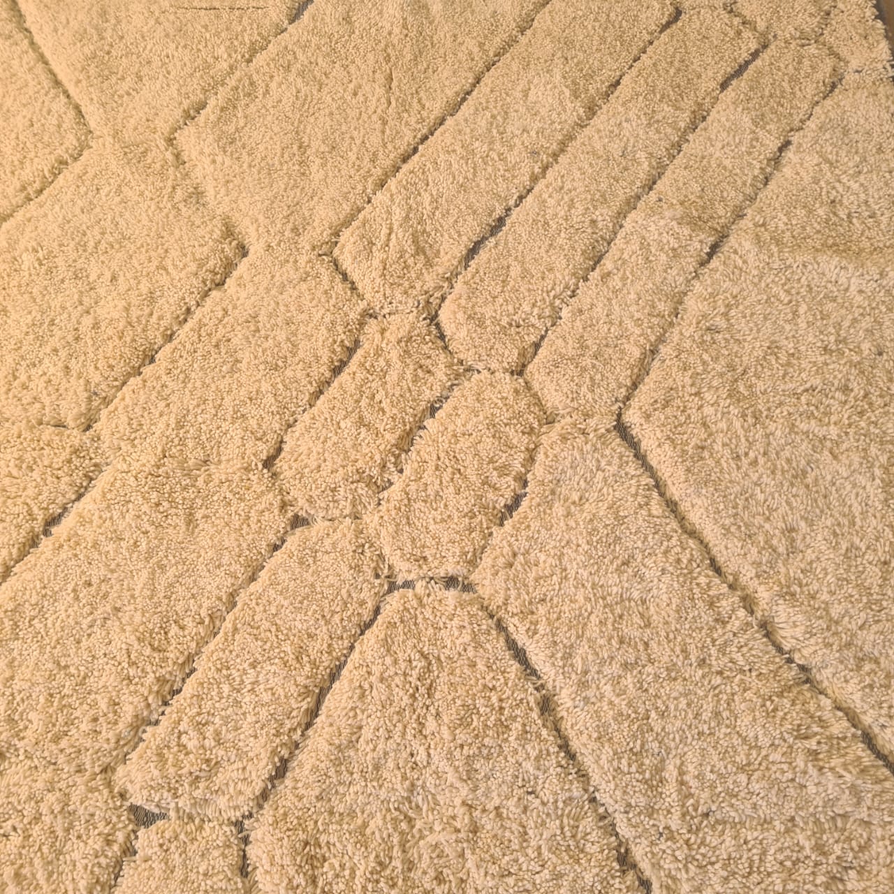 Marmoucha Pile Rug — Ivory Tone-on-Tone Relief Chevron