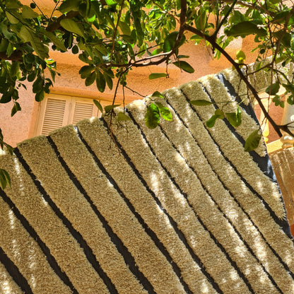Marmoucha Linear Drift — Ivory Wool with Slate Stripes