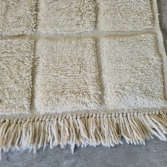 Ivory Relief Grid — Marmoucha Checker in Undyed Wool
