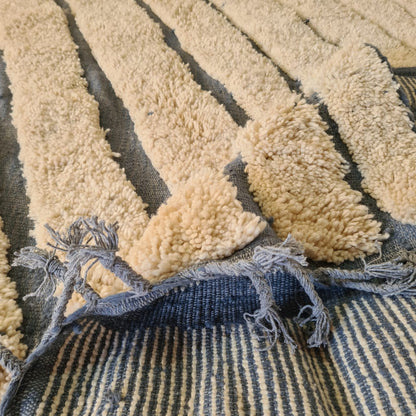 Marmoucha Linear Drift — Ivory Wool with Slate Stripes