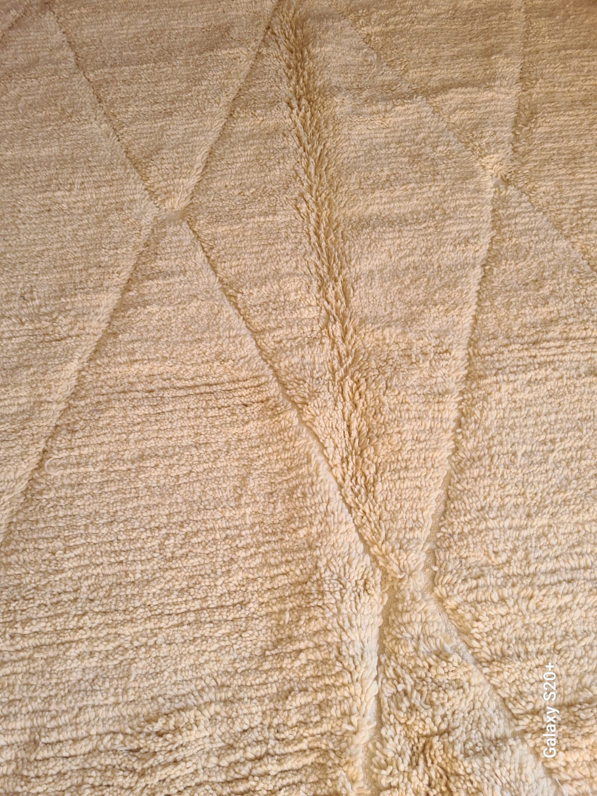 Beni Ourain Ivory Relief Diamond Field — Hand-Knotted High Atlas Wool