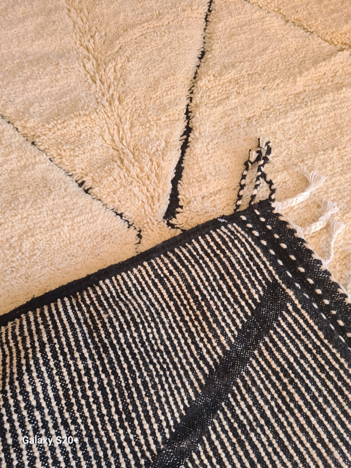 Beni Ourain Broken Diamond Lattice — Ivory & Charcoal End-Band