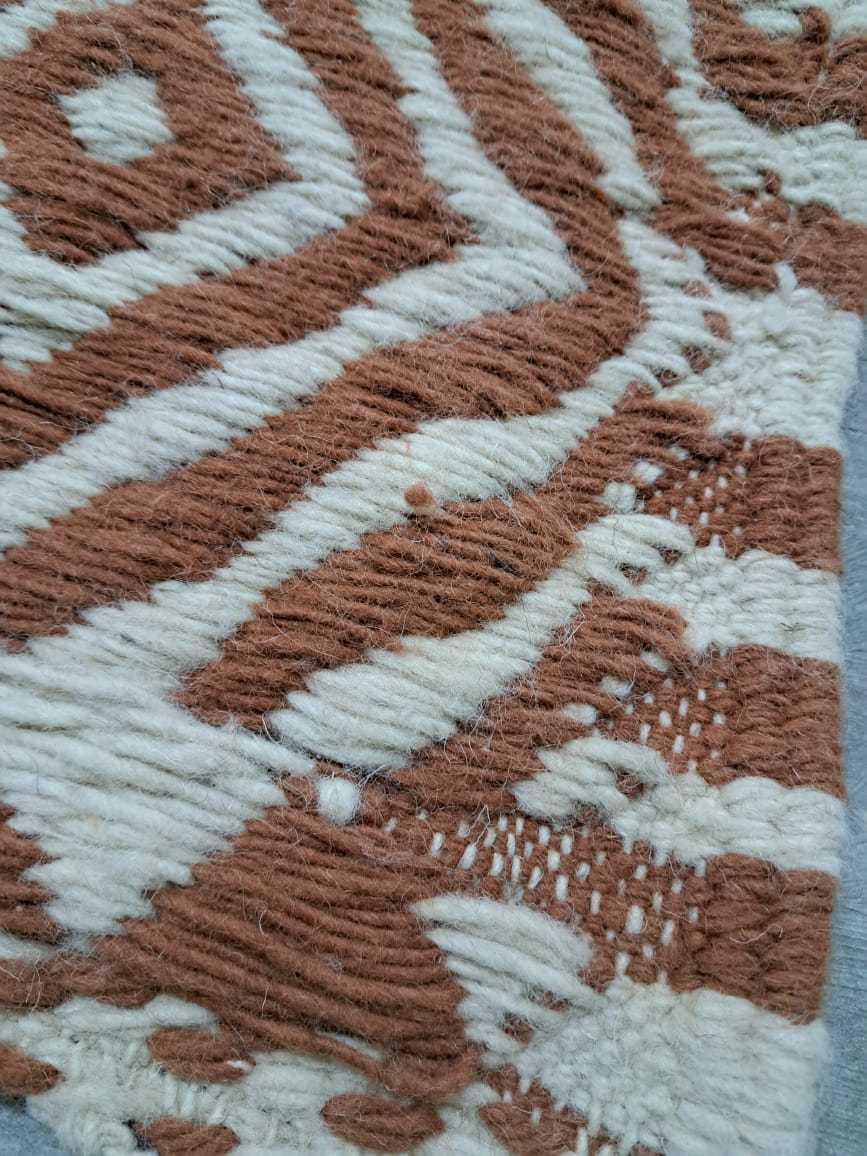 Zanafi Flatweave with Boujaad Influence — Terracotta & Ivory Geometric Wool