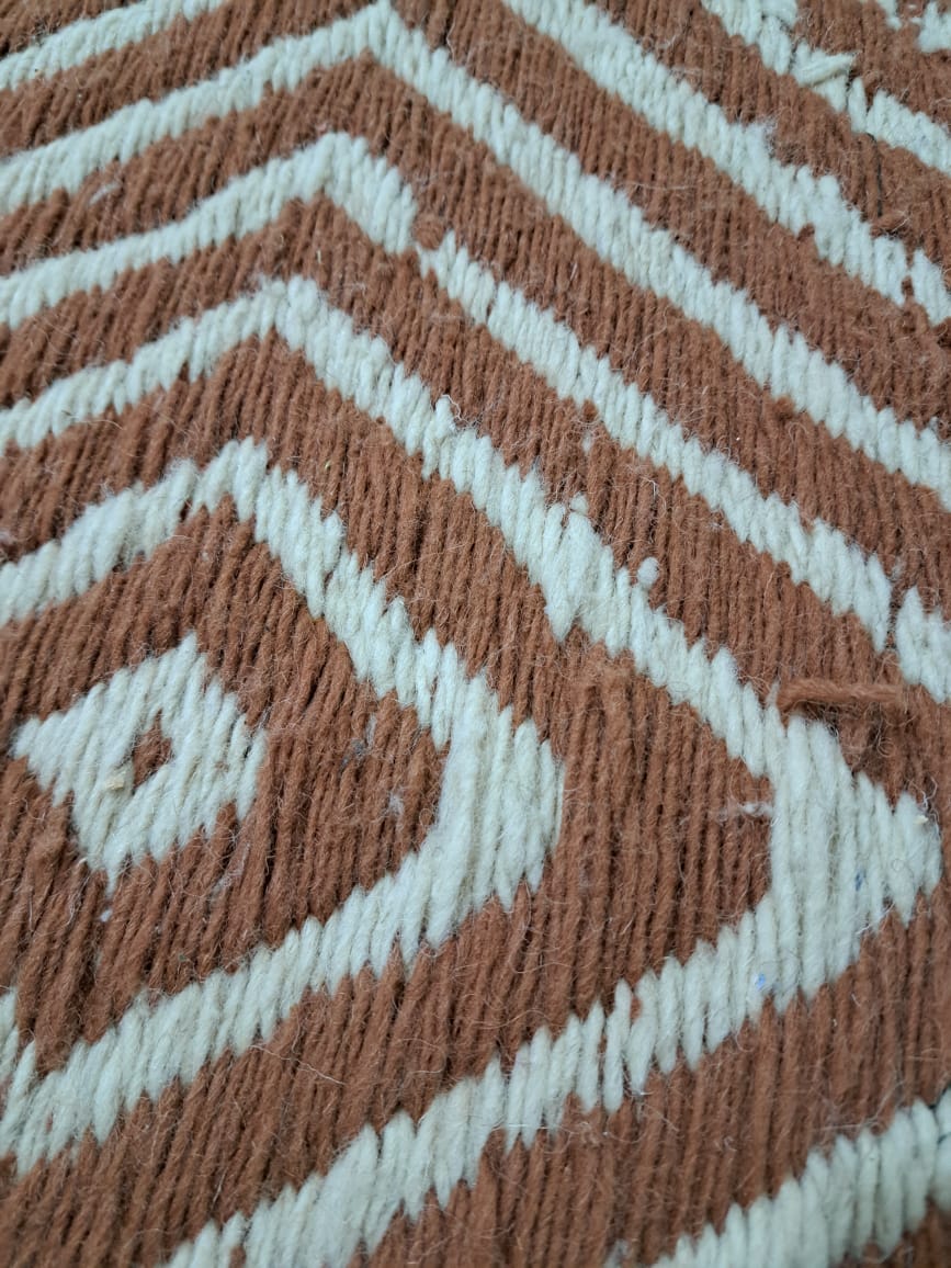Zanafi Flatweave with Boujaad Influence — Terracotta & Ivory Geometric Wool