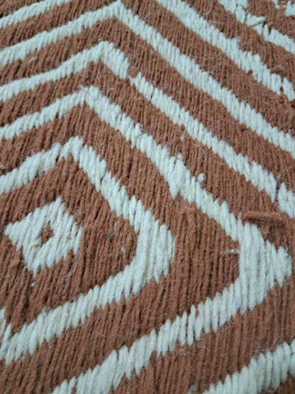 Zanafi Flatweave with Boujaad Influence — Terracotta & Ivory Geometric Wool