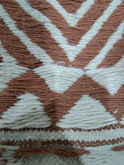 Zanafi Flatweave with Boujaad Influence — Terracotta & Ivory Geometric Wool