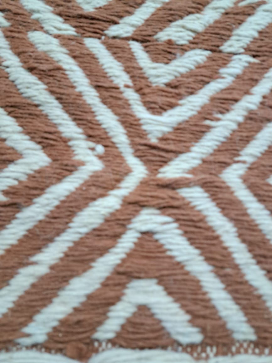 Zanafi Flatweave with Boujaad Influence — Terracotta & Ivory Geometric Wool