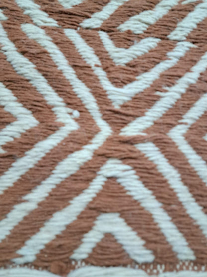 Zanafi Flatweave with Boujaad Influence — Terracotta & Ivory Geometric Wool