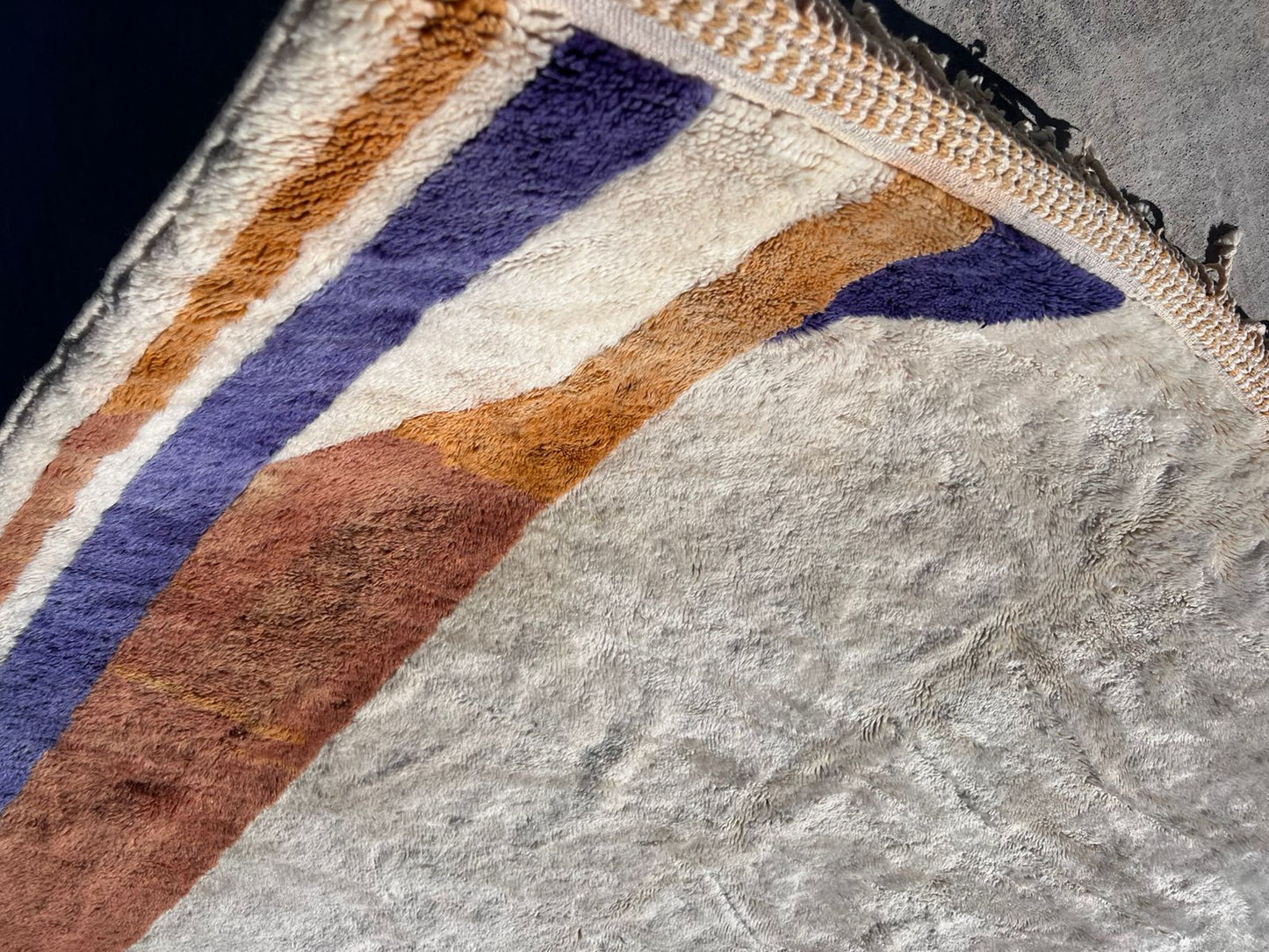 Beni Mrirt Margin Study — Ivory Field with Violet Selvedge