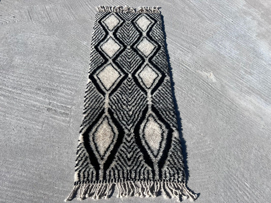 Beni Ourain Diamond Corridor — Noir Lattice Runner