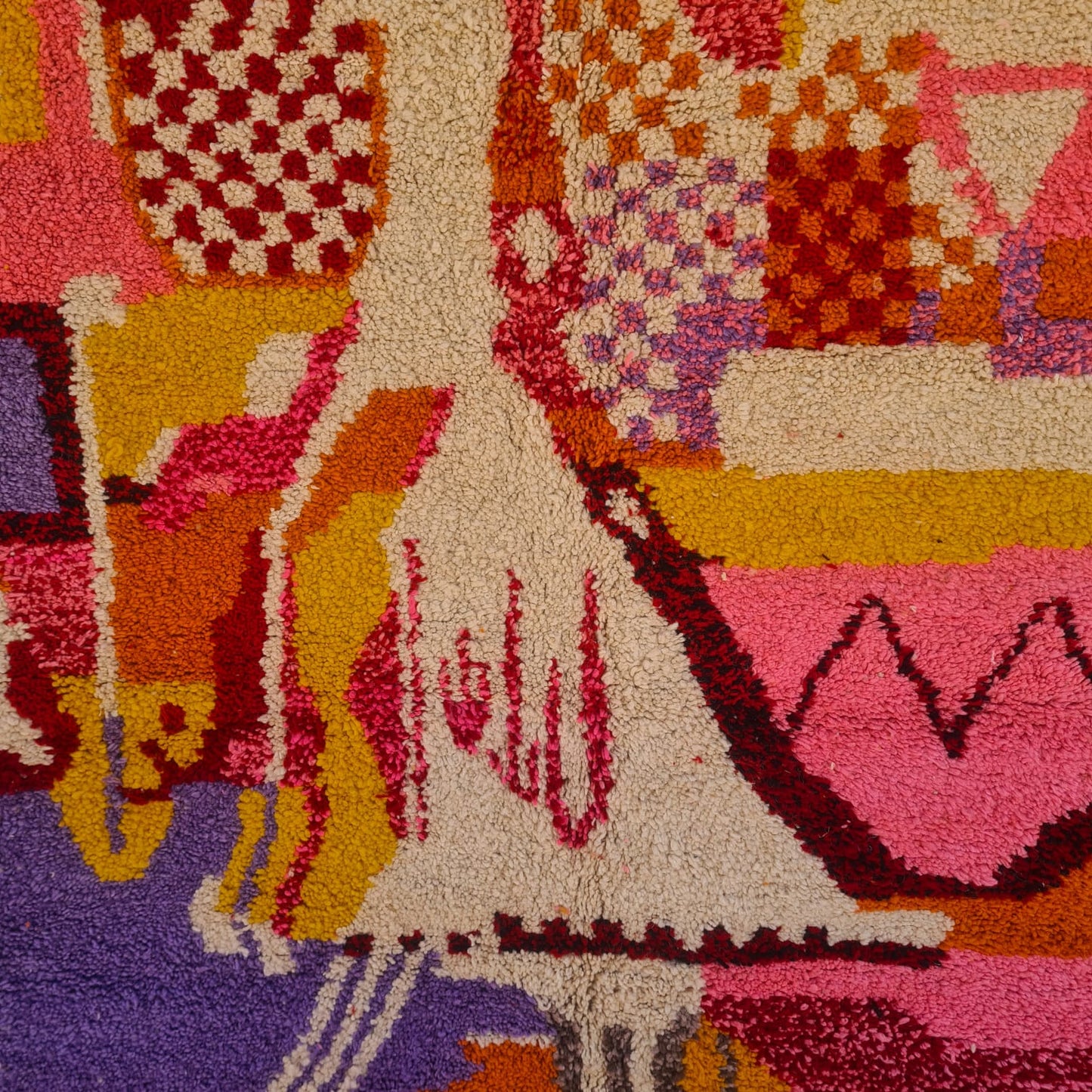 Boujaad Chromatic Landscape Rug — Ochre & Rose Narrative Field