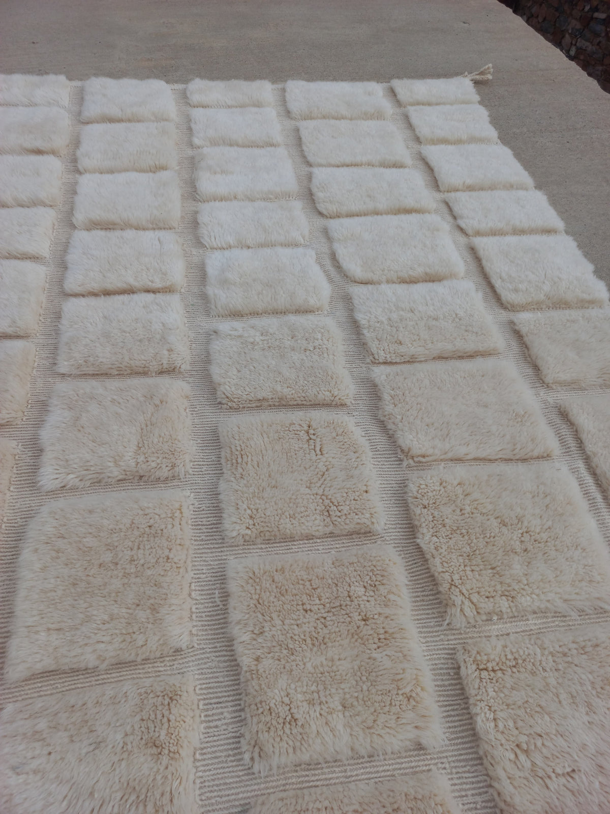 Marmoucha Ivory Sculpted Grid Rug