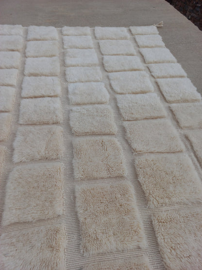 Marmoucha Ivory Sculpted Grid Rug