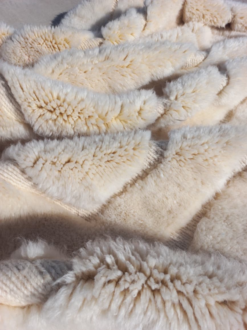 Marmoucha Ivory Sculpted Cellular Rug