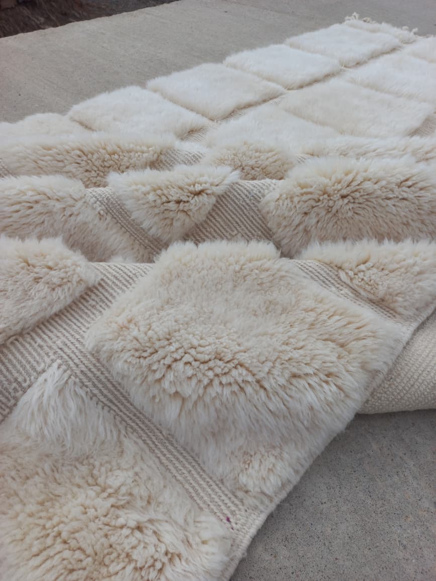 Marmoucha Ivory Sculpted Grid Rug