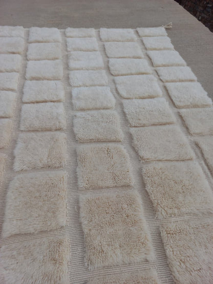 Marmoucha Ivory Sculpted Grid Rug
