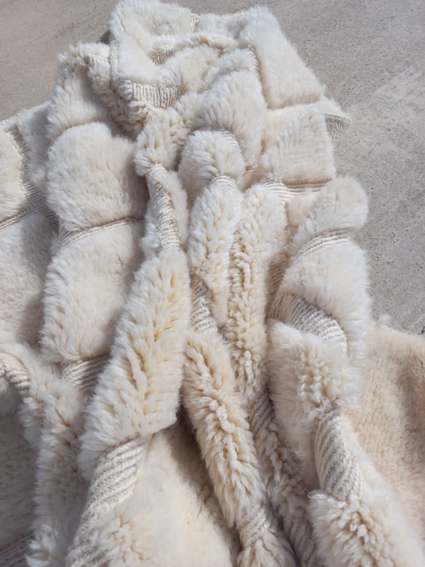 Marmoucha Ivory Sculpted Cellular Rug