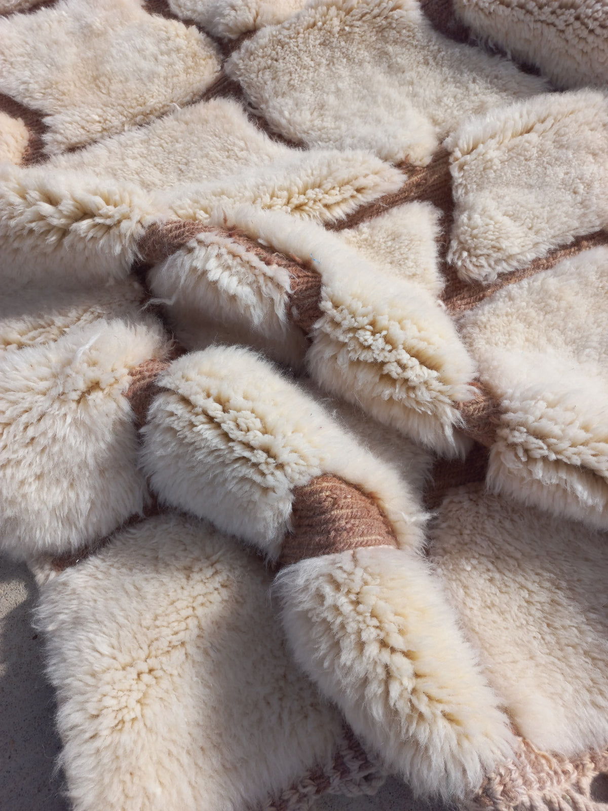 Ait Sgougou (Beni Mrirt) Ivory Cellular Rug with Blush Channels