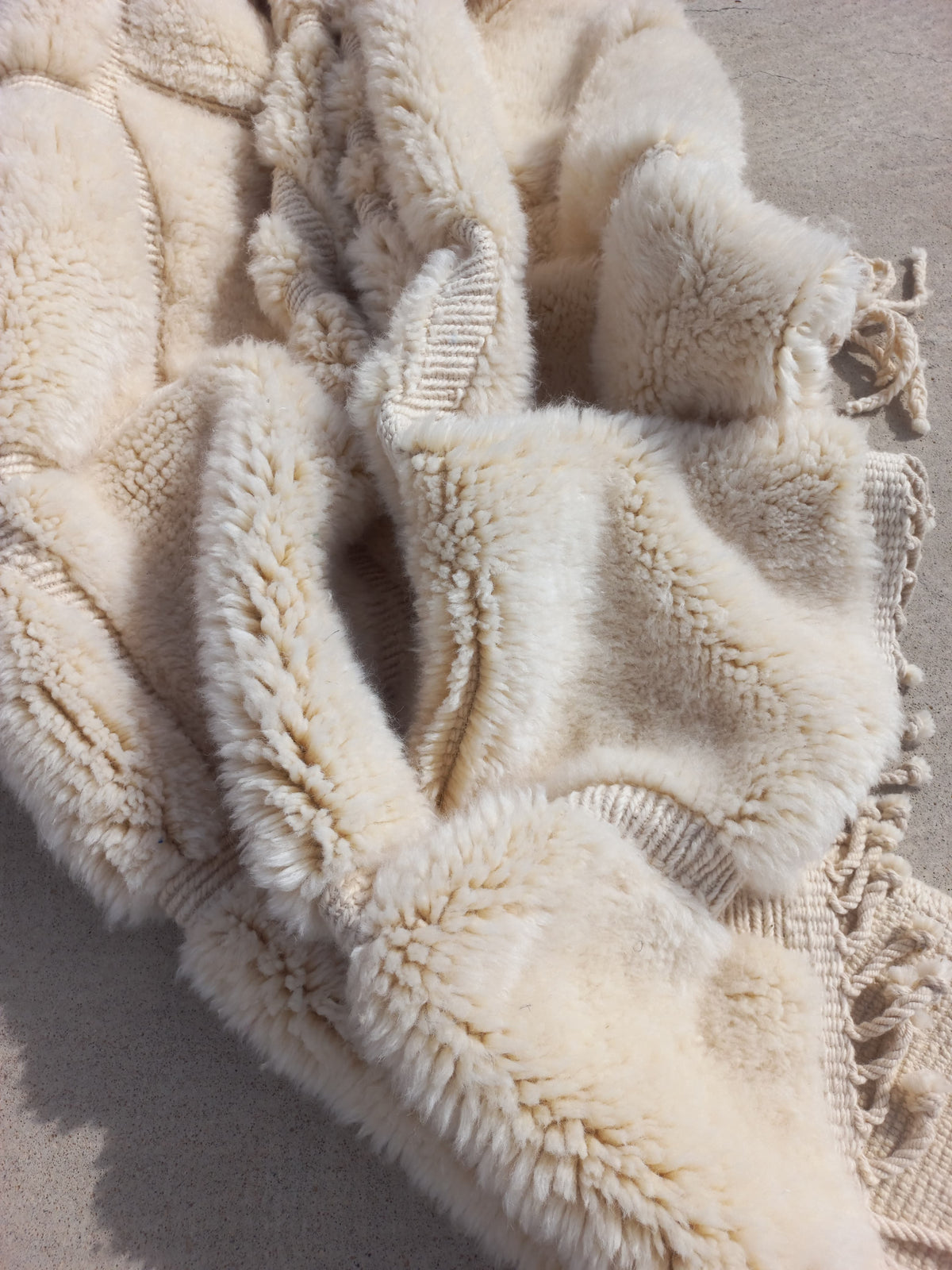 Marmoucha Ivory Sculpted Grid Rug