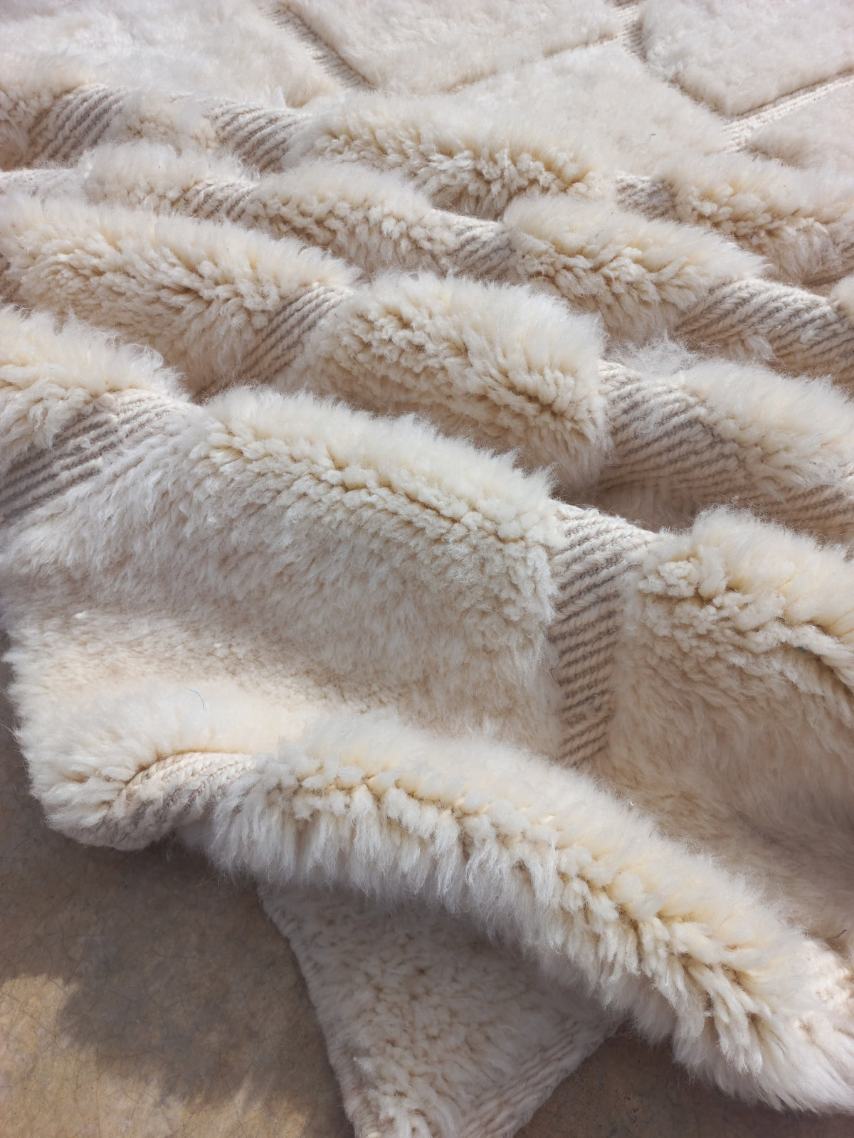 Marmoucha Ivory Sculpted Cellular Rug