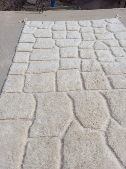 Marmoucha Ivory Sculpted Cellular Rug