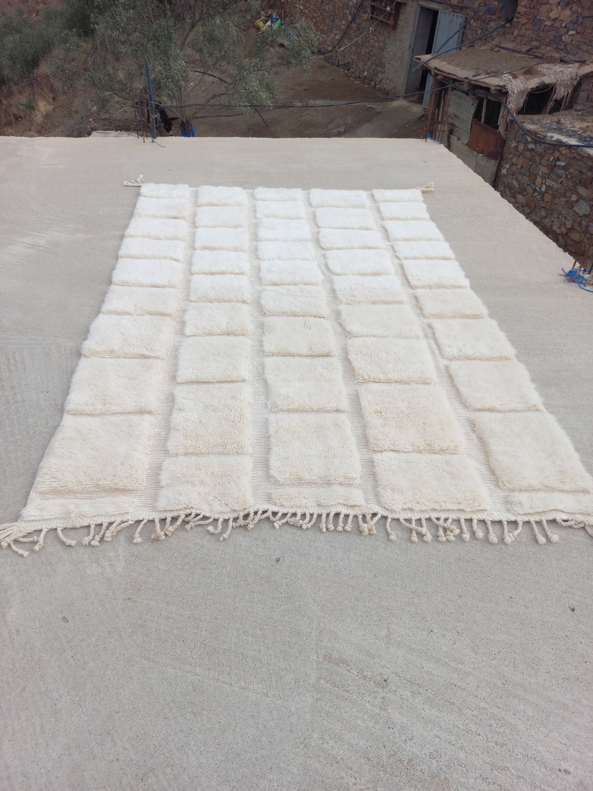 Marmoucha Ivory Sculpted Grid Rug