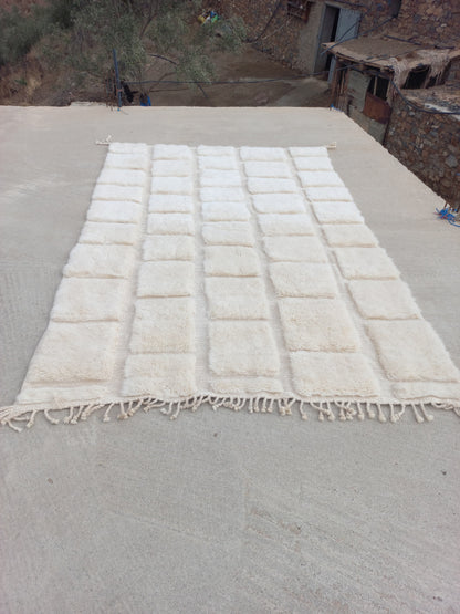 Marmoucha Ivory Sculpted Grid Rug