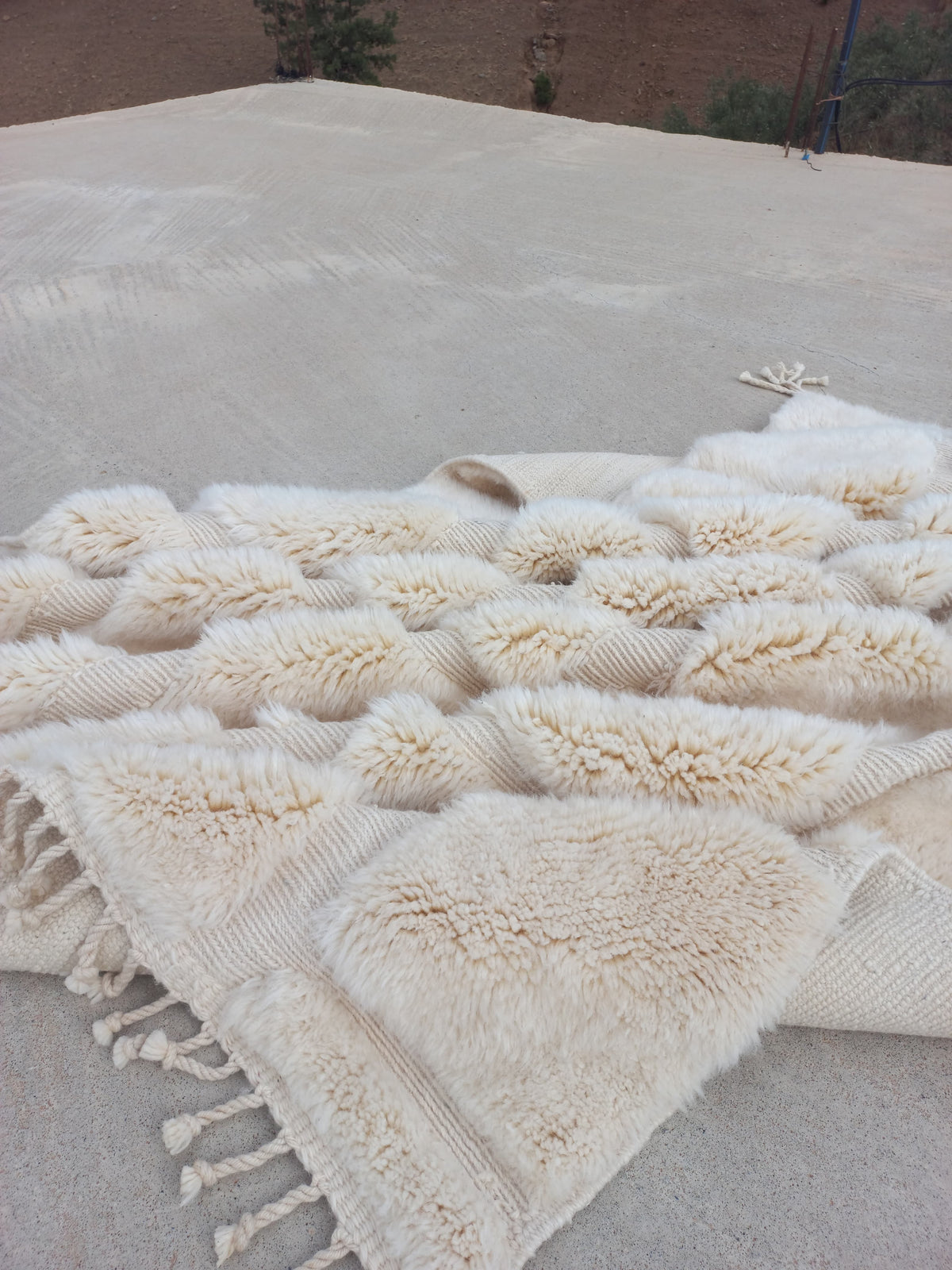 Marmoucha Ivory Sculpted Cellular Rug