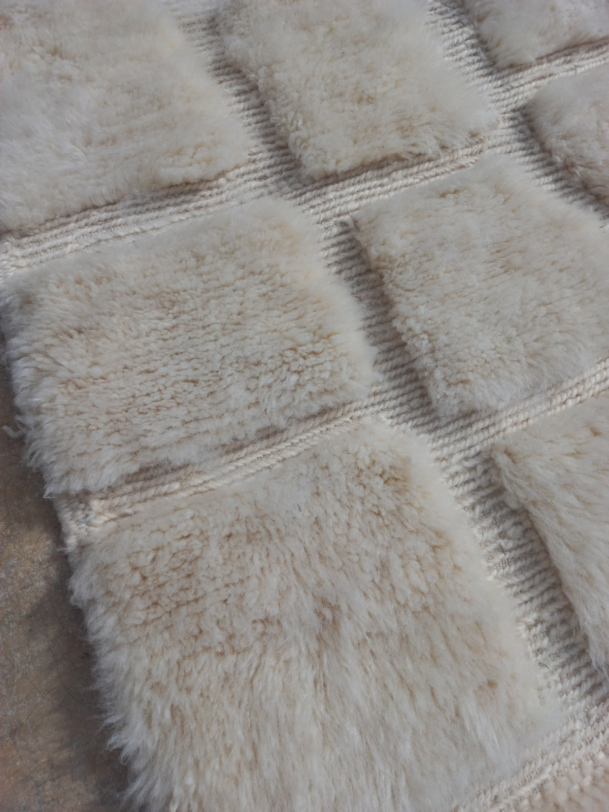 Marmoucha Ivory Sculpted Grid Rug