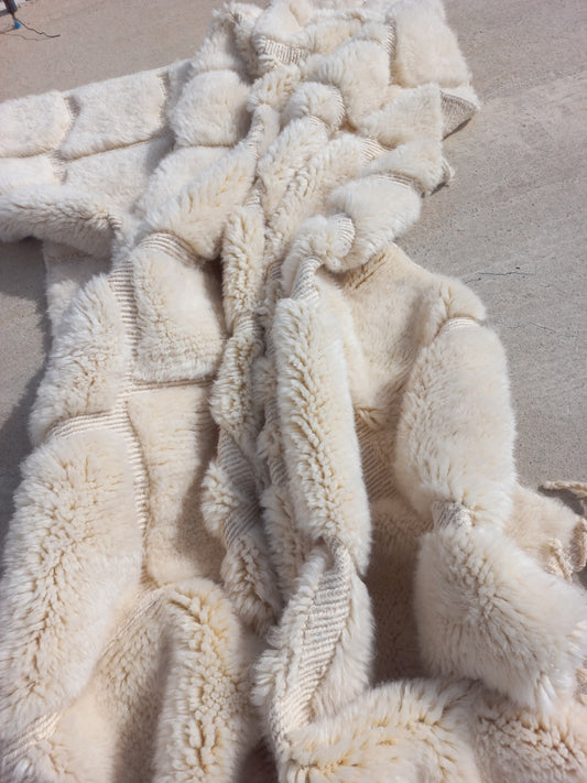 Marmoucha Ivory Sculpted Grid Rug