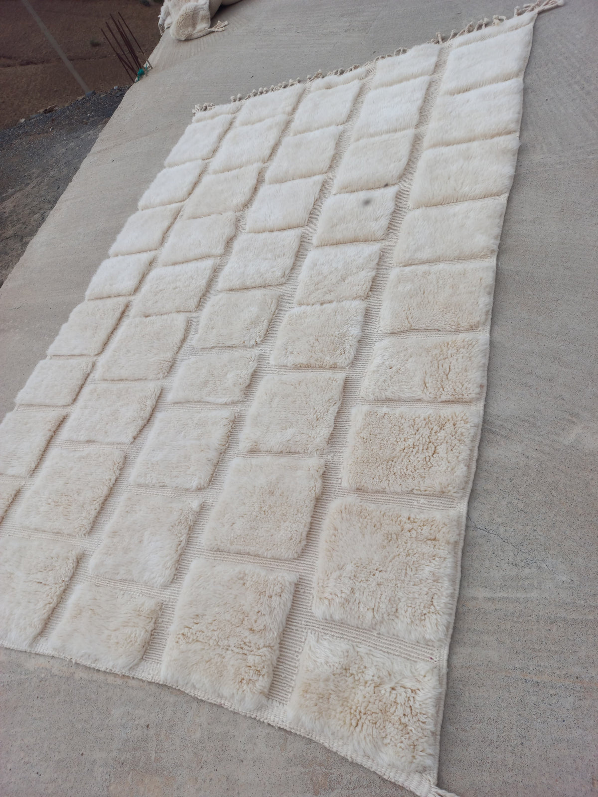Marmoucha Ivory Sculpted Grid Rug