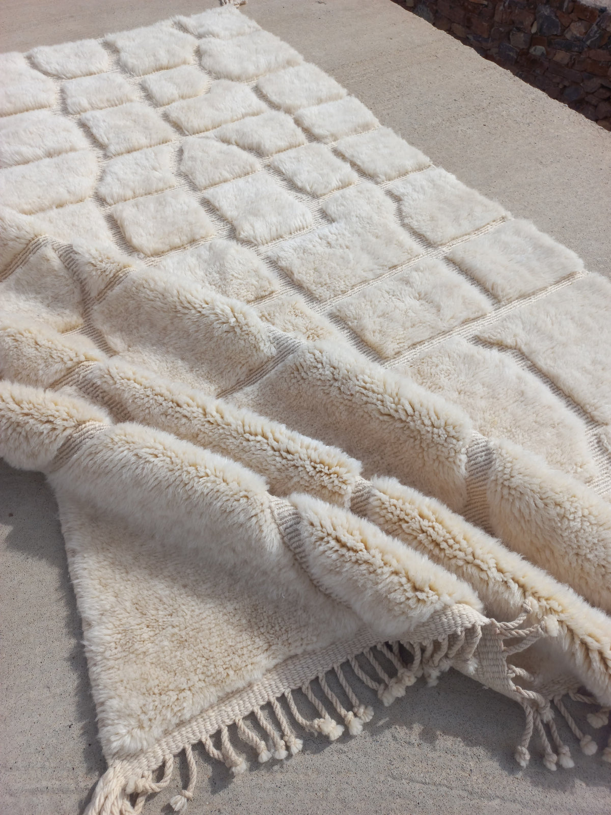 Marmoucha Ivory Sculpted Cellular Rug