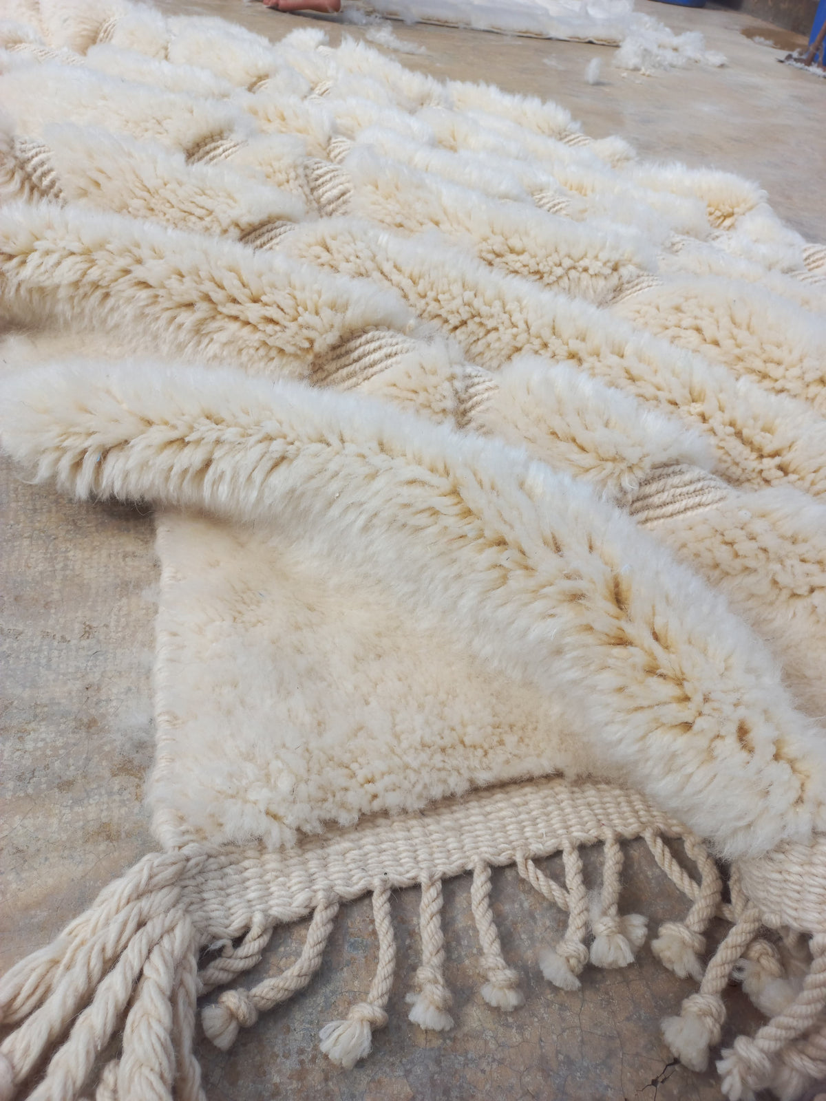 Marmoucha Ivory Sculpted Cellular Rug