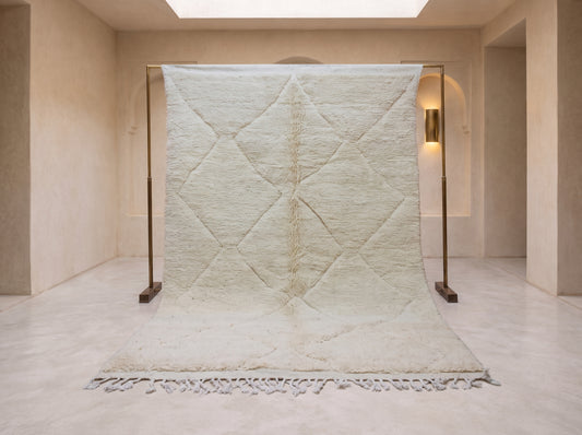Marmoucha Pile Rug — Ivory Tone-on-Tone Relief Lattice