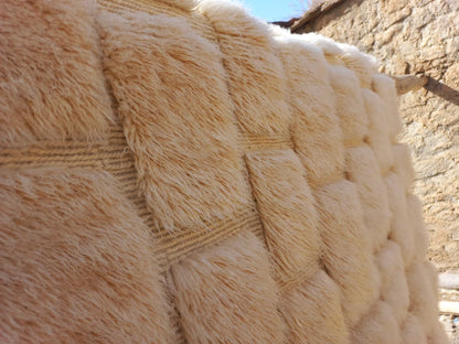 Marmoucha Sculptural Relief Grid — Hand-Knotted Ivory Wool Rug