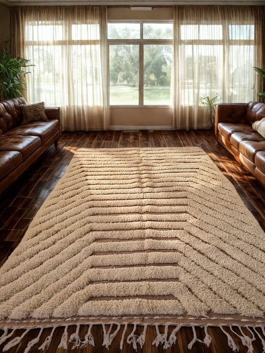 Layer Echo – Stepped Chevron Beni Ourain Rug in Natural Ivory